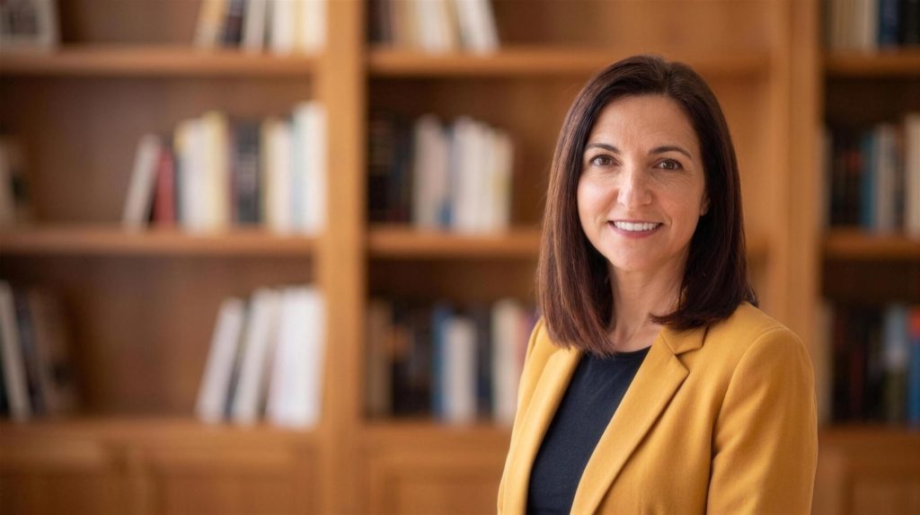 Silvia García Fernández en una biblioteca